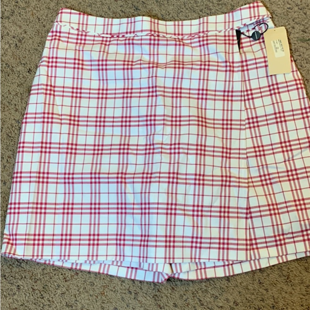 Burberry Red and White Plaid Skort